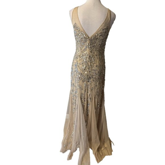 Camille La Vie Dress 6 Sheer Sequin Gold Silver Formal Party Wedding Cruise - Picture 4 of 11